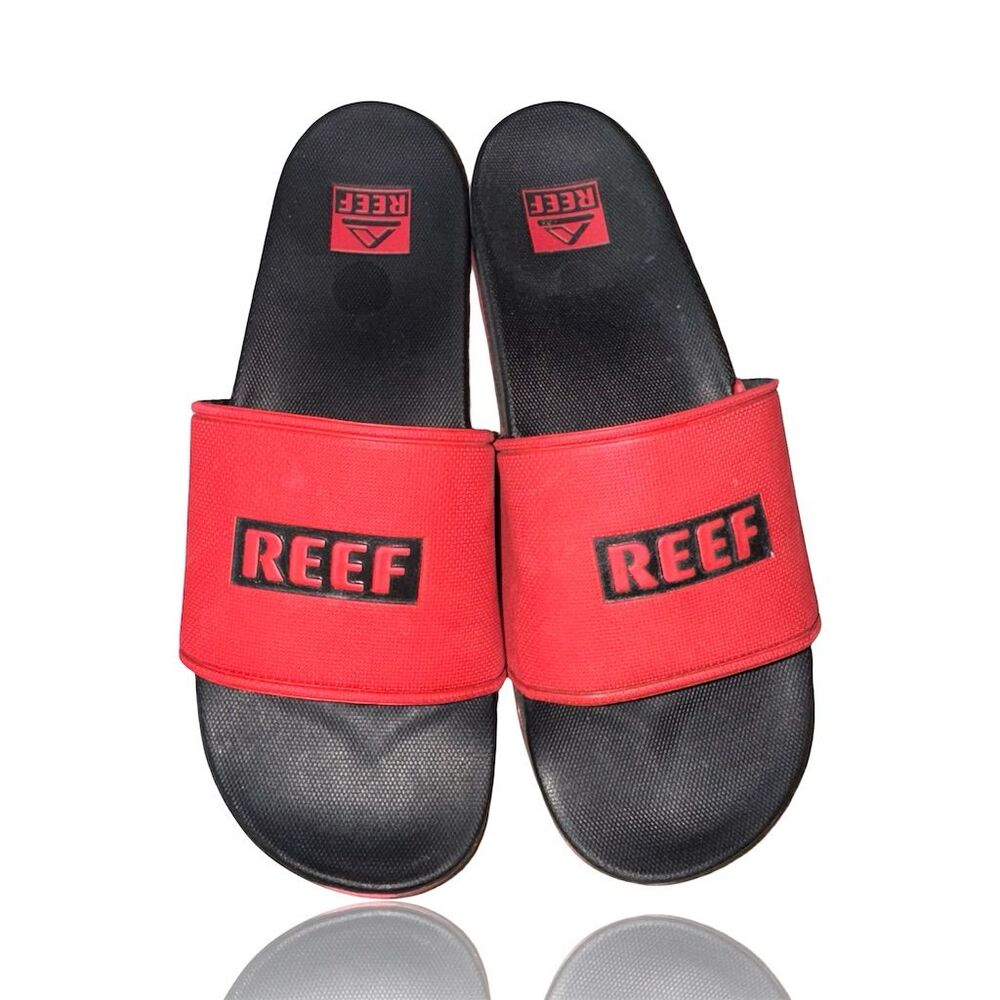 Reef Men's Slide Sandals Black/Red Size 11 Beach Casual: Minimal to no Wear